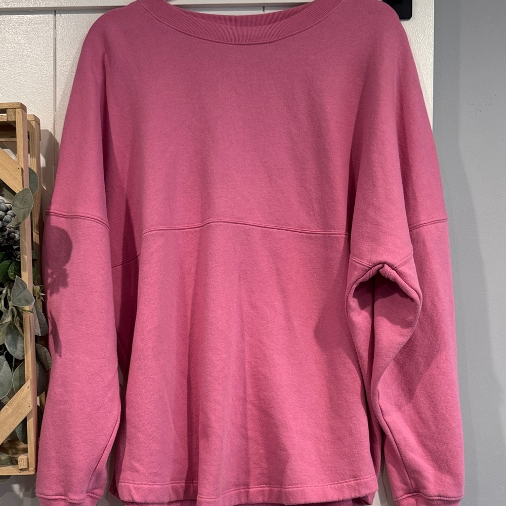 PINK Victoria's Secret pink Sweatshirt with Glitter Logo on back sz Large - Picture 3 of 4